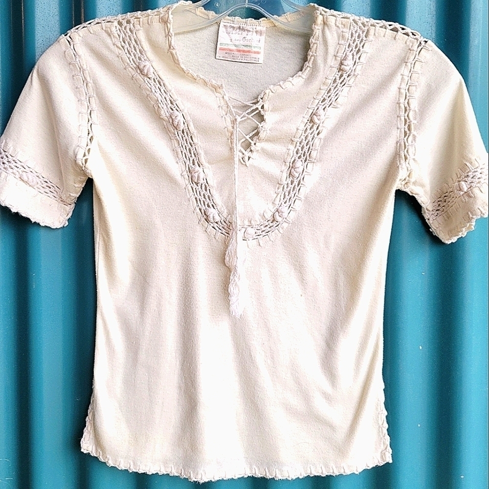 Vintage Laigi Gordoni Graffiti White Short Sleeves Shirt Small